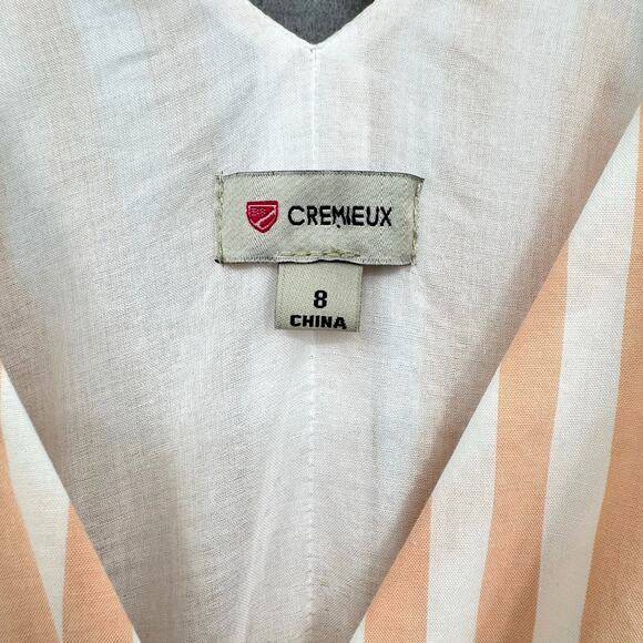 Cremieux Peach & White Stripe 100% Cotton Sleeveless Fit & Flare Midi Dress - Picture 12 of 13